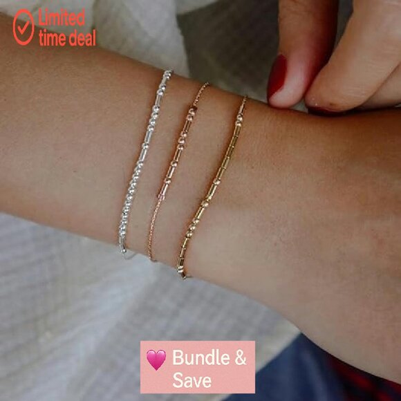 Stainless Steel Morse Code Bracelet Adjustable 7-8.5 Inch Unisex Gift - Picture 4 of 7